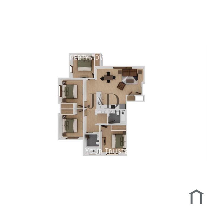 Type D - Private Room in Luxury 4bed/2bath Apartment with views - steps to SDSU Campus