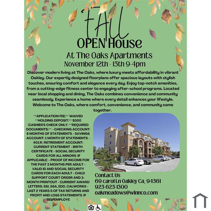 The Oaks Apartments OPEN HOUSE TODAY