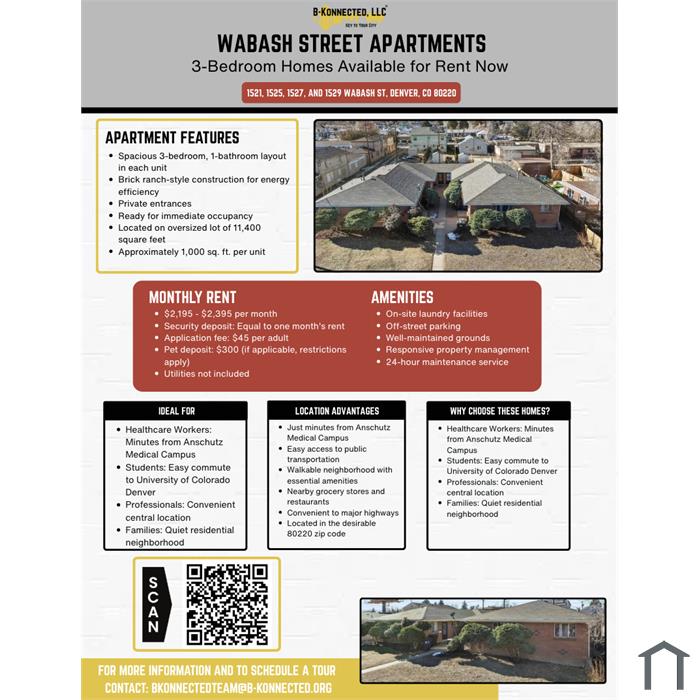 NOW LEASING WABASH STREET APARTMENTS Spacious 3-Bedroom Homes Available Now 