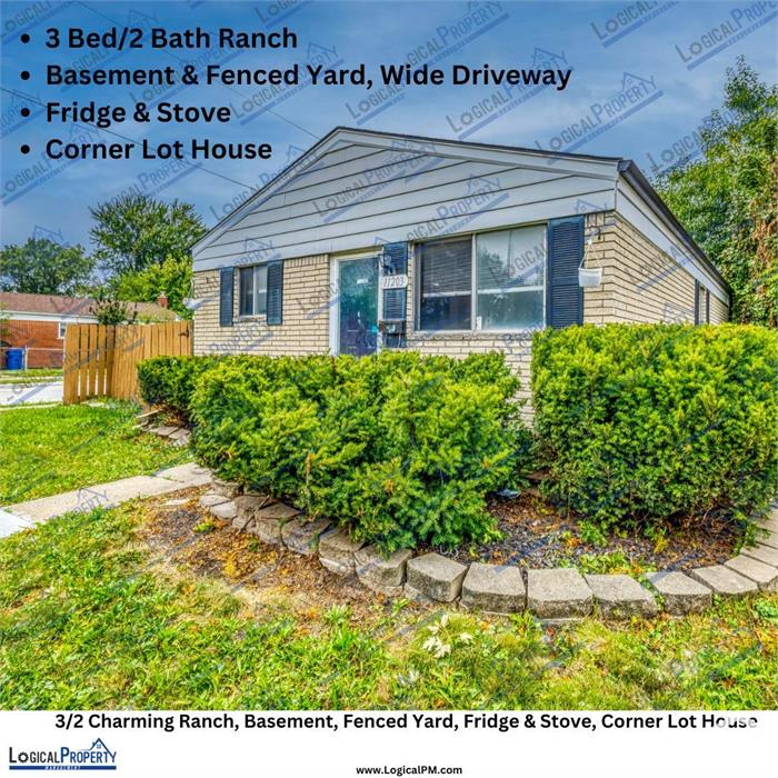 3/2 Charming Ranch, Basement, Stove & Refrigerator, Fenced Yard