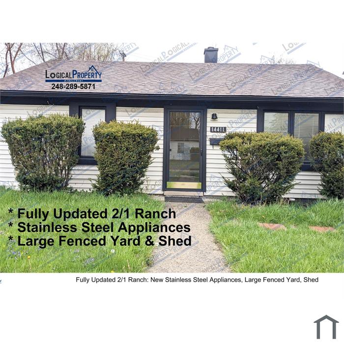 Fully Updated 2/1 Ranch w/Major Appliances, Fenced Yard & Shed