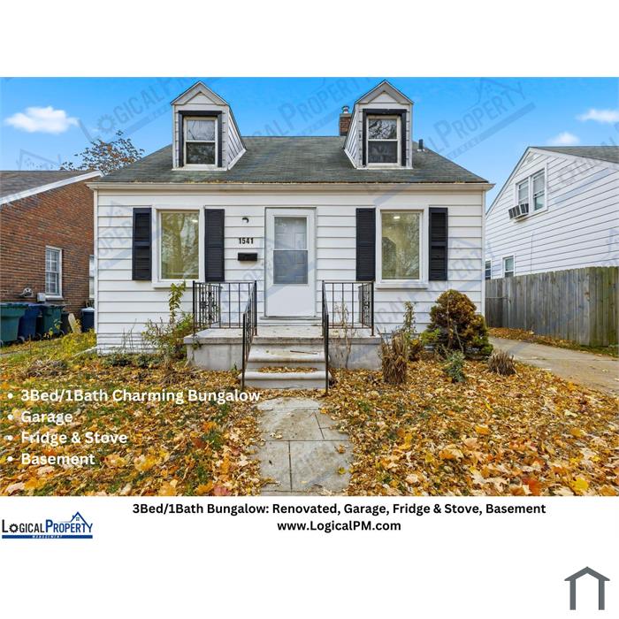 3/1 Renovated Bungalow For Rent: Stove & Fridge, Garage, Basement