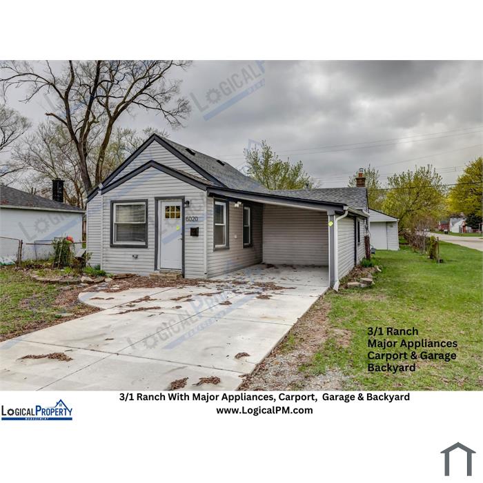 Spacious 3-Bedroom, 1-Bath Ranch with Carport, Garage & All Major Appl