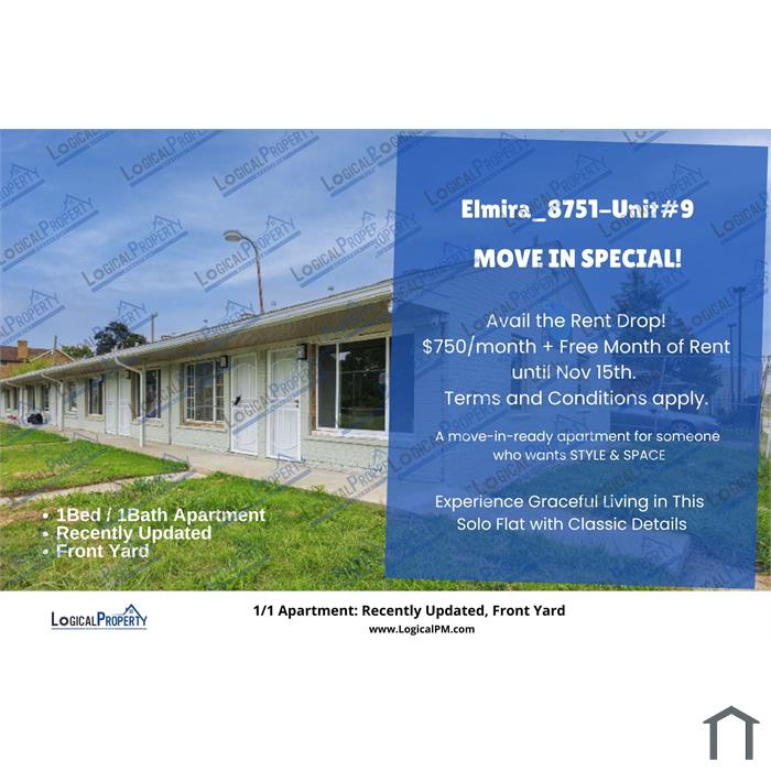 High-quality, recently remodeled 1BR/1BA apartment for lease.