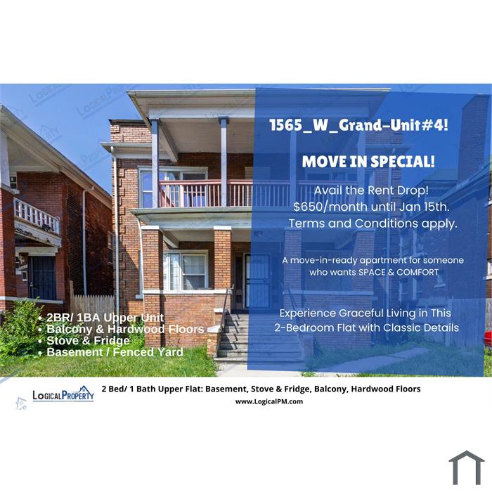 Rare Find! 2BR/1BA Duplex w/Private Balcony & Hardwood Floors