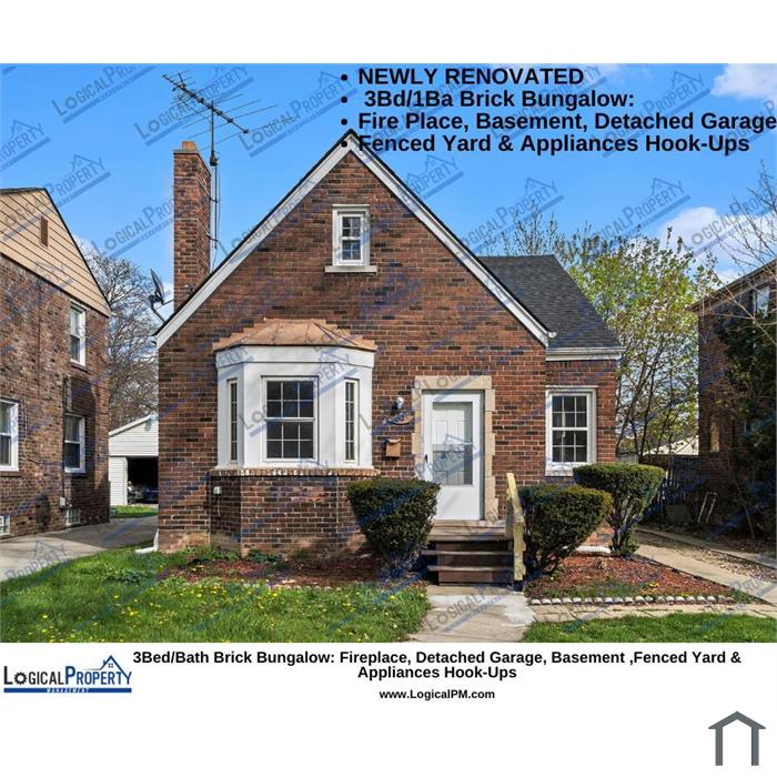 Renovated 3BR Brick Bungalow | Fireplace, Garage, Basement + Attic